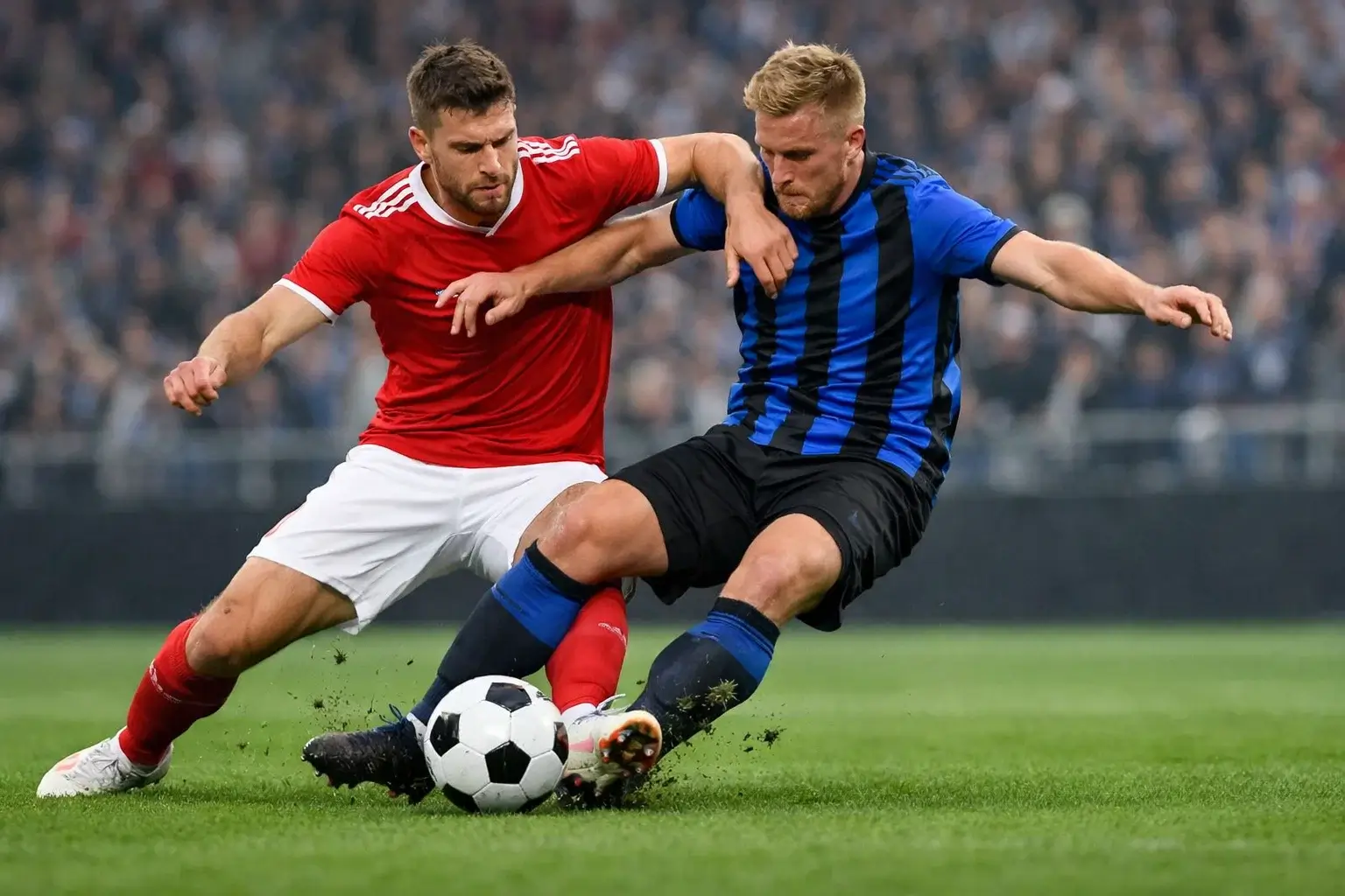 Joueurs de deux équipes rivales lors d'un derby