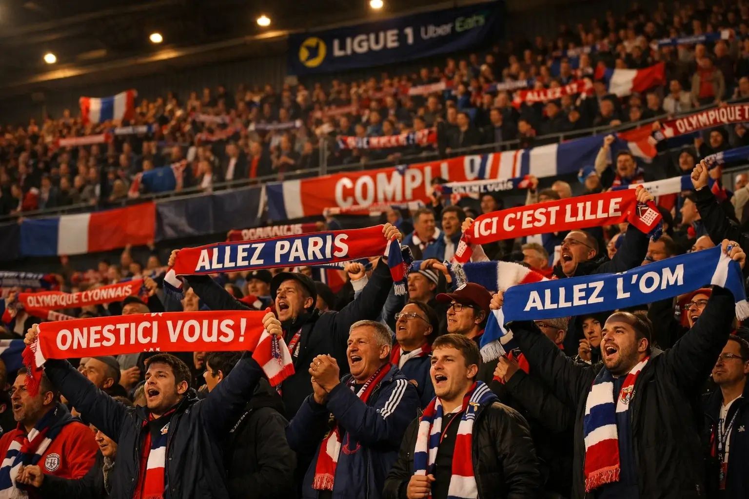 Ambiance vibrante lors d'un match de Ligue 1 au Parc des Princes