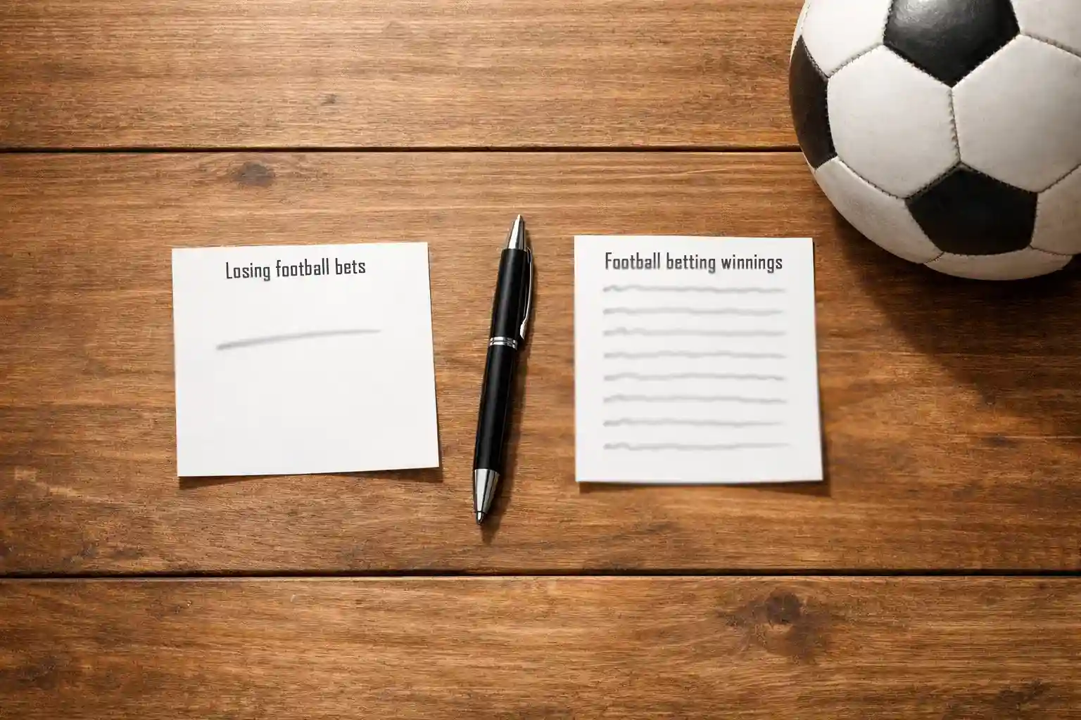 Deux tickets de paris sportifs posés côte à côte sur une table avec un ballon de football