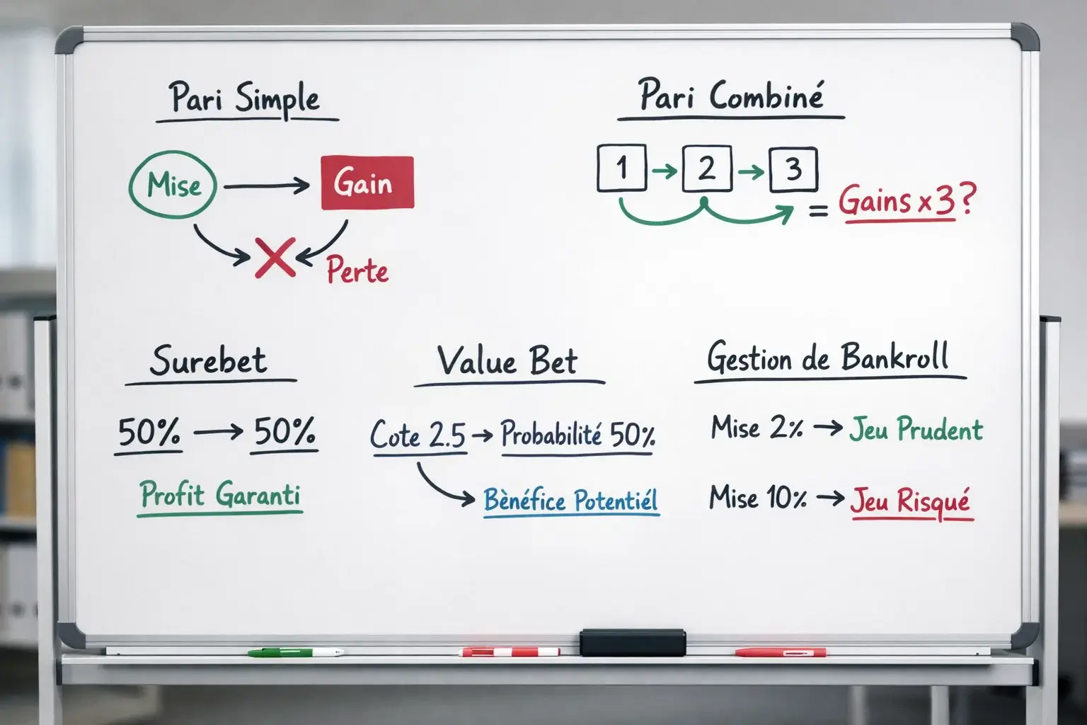 Schéma de stratégie de mise dessiné sur tableau blanc