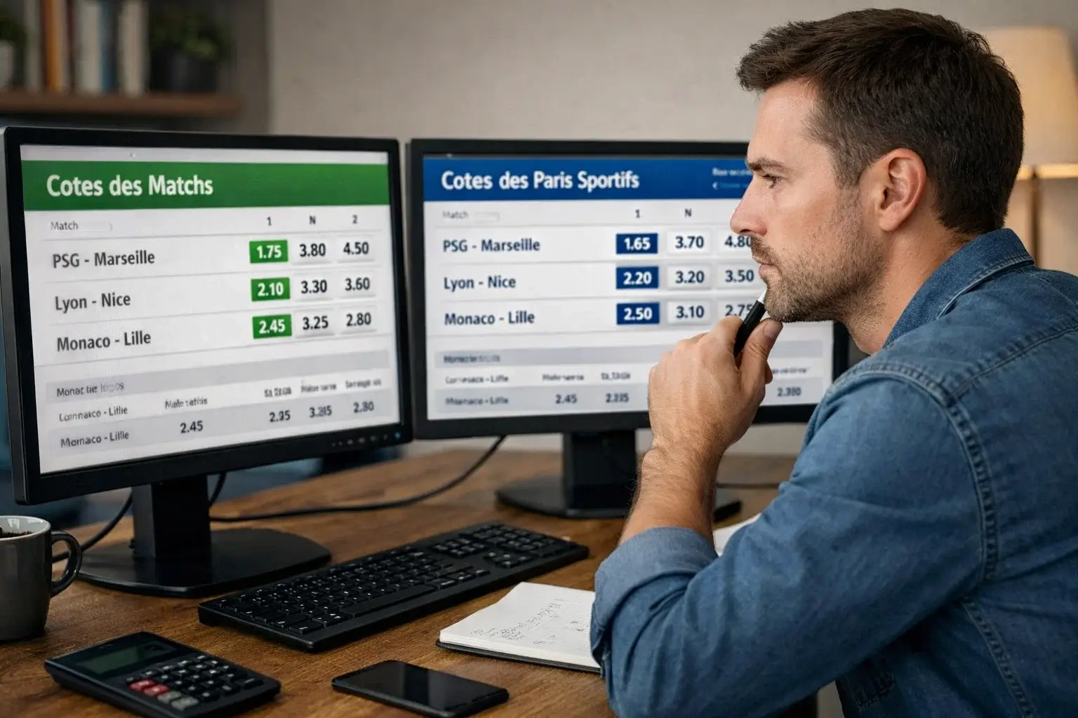 Analyste comparant les cotes sur plusieurs écrans